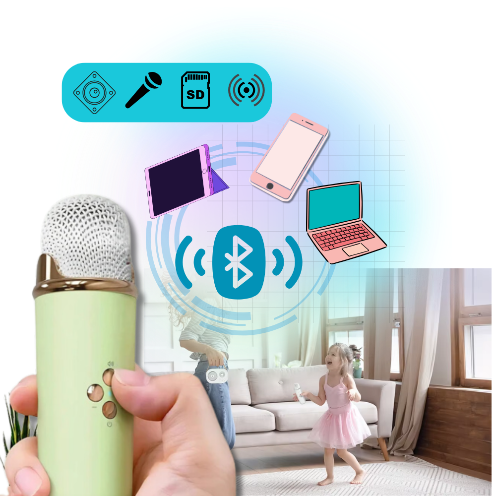 Bluetooth Dual Mic Kids Mini Karaoke - Ozerty