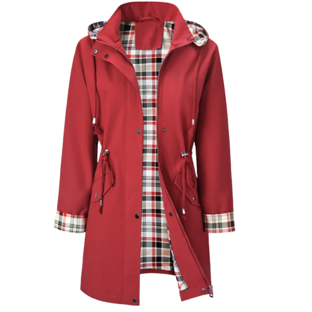 Chic Waterproof Trench Coat -Red - Ozerty