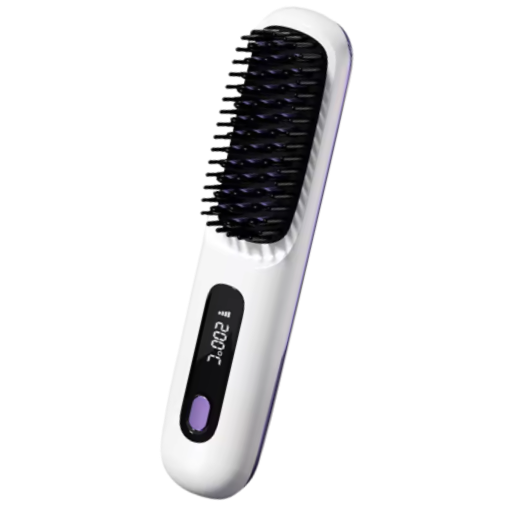 Confidence Boost Hair Straight Heat Brush -White - Ozerty