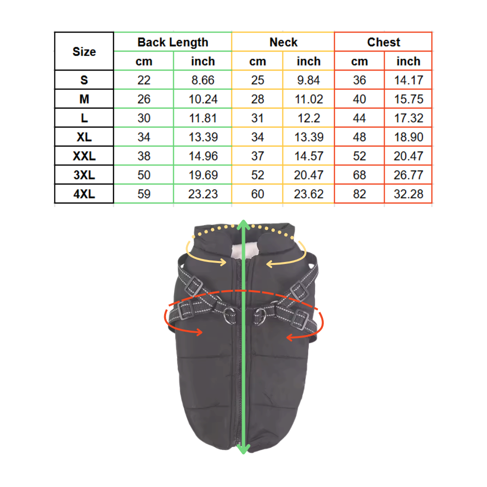 Cozy Dog Harness Winter Jacket - Ozerty