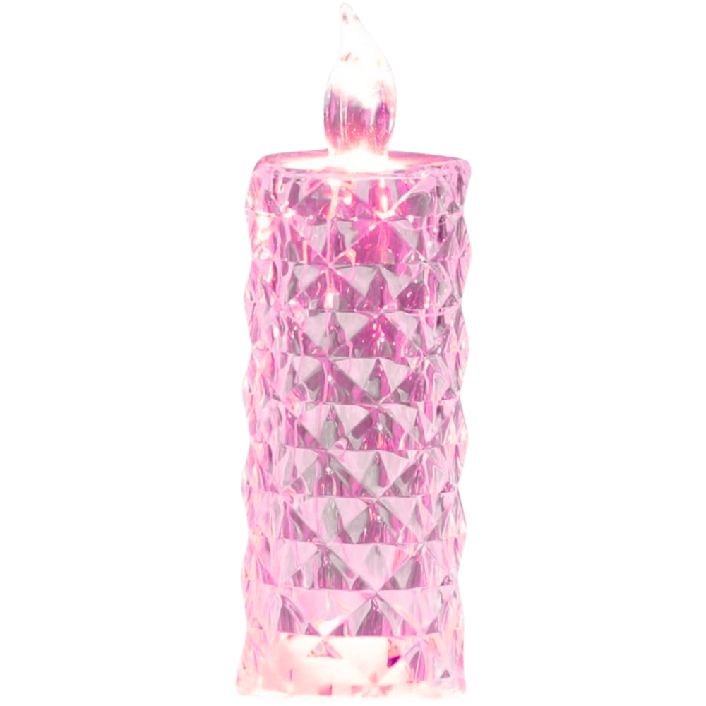 Flameless Crystal Candle Lamp -Pink - Ozerty