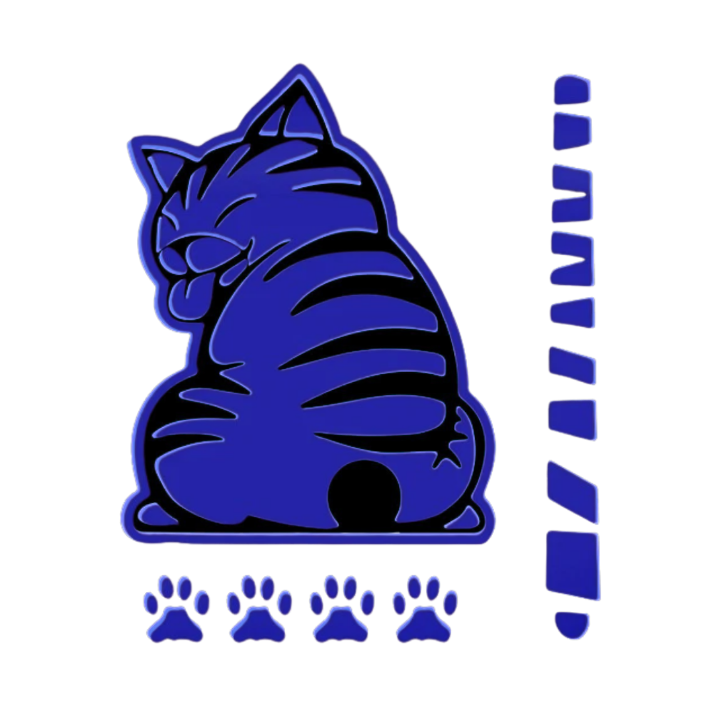 Quirky Cat Wiper Decal -Dark Blue - Ozerty