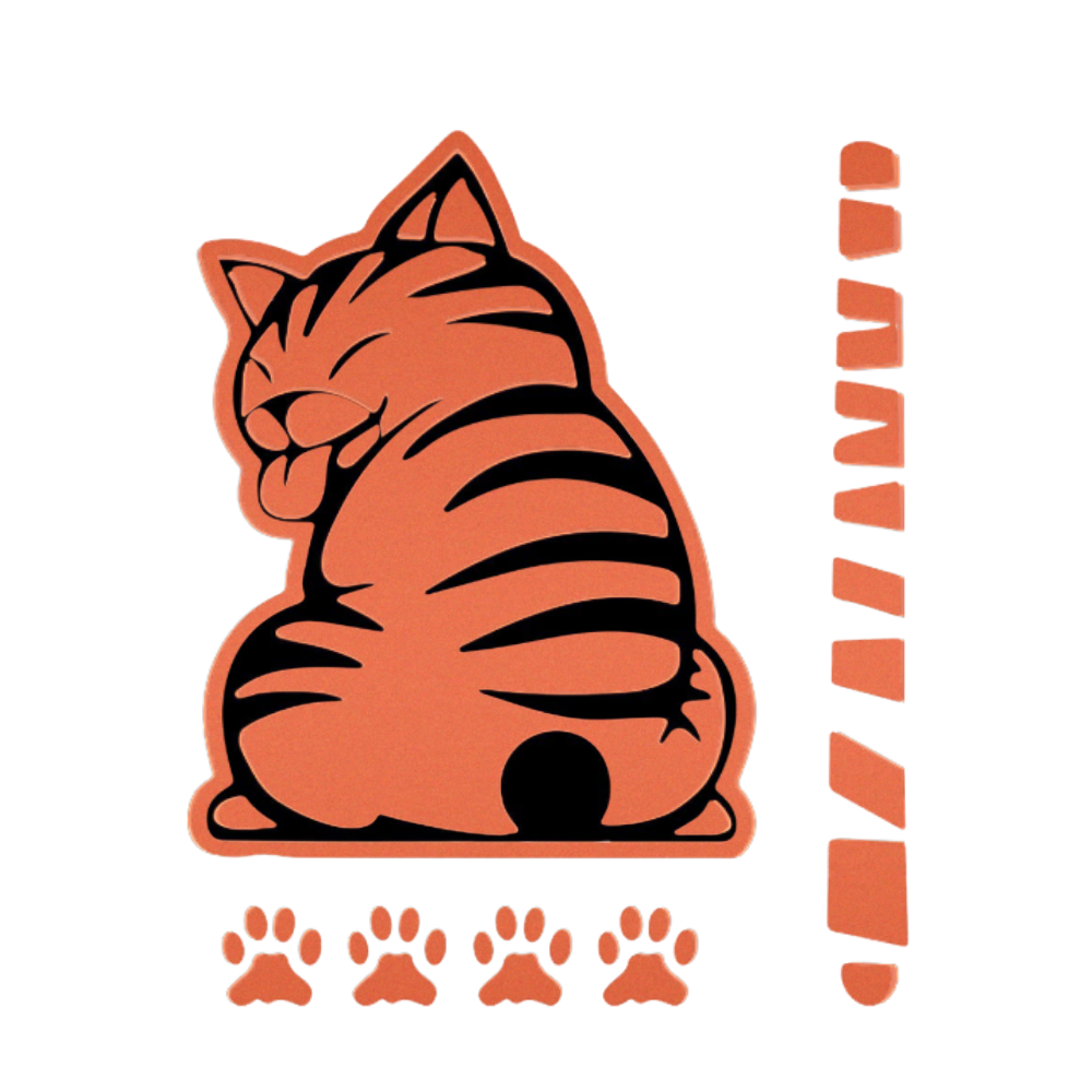 Quirky Cat Wiper Decal -Orange - Ozerty