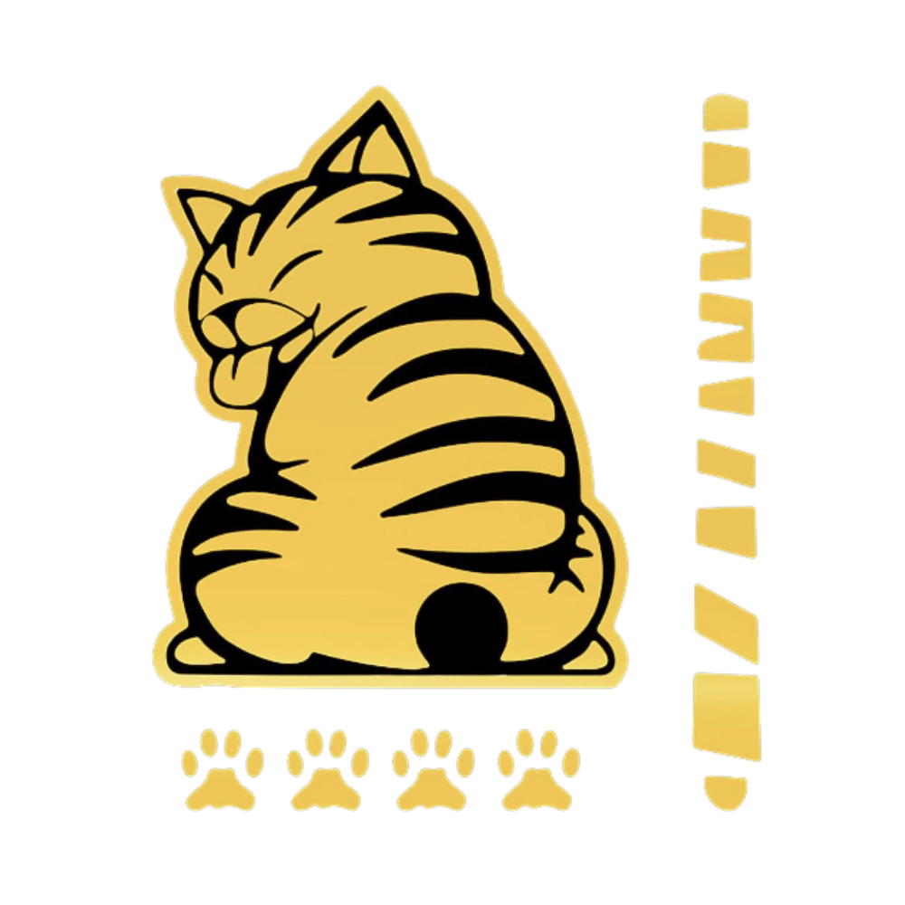 Quirky Cat Wiper Decal -Yellow Gold - Ozerty