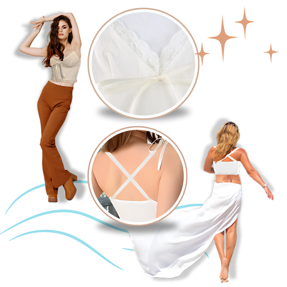 Soft Stylish Lace Trim Crop Top - Ozerty