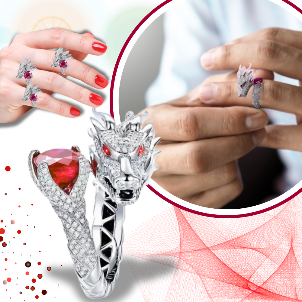 Unique Handmade Silver Dragon Ring - Ozerty