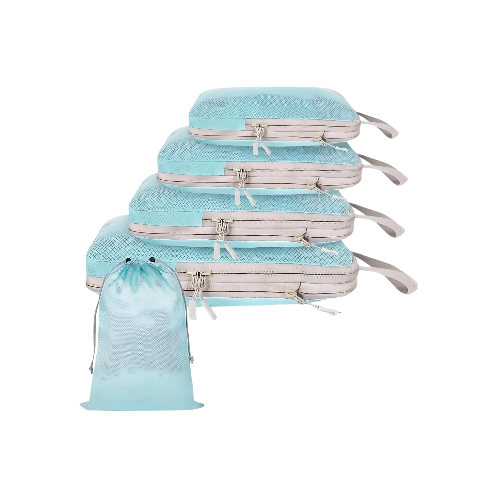 Zip Compress Luggage Organizer -Blue - Ozerty