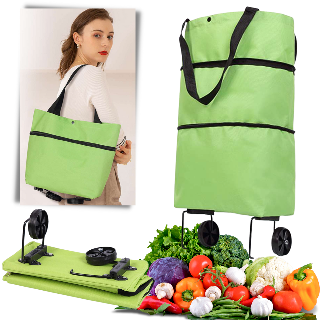 Foldable eco friendly discount shopping bag with wheels