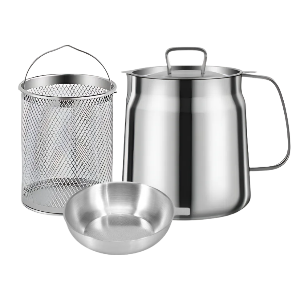 2-in-1 Stainless Steel Deep Frying Pot -2000 ml / 67 oz - Ozerty