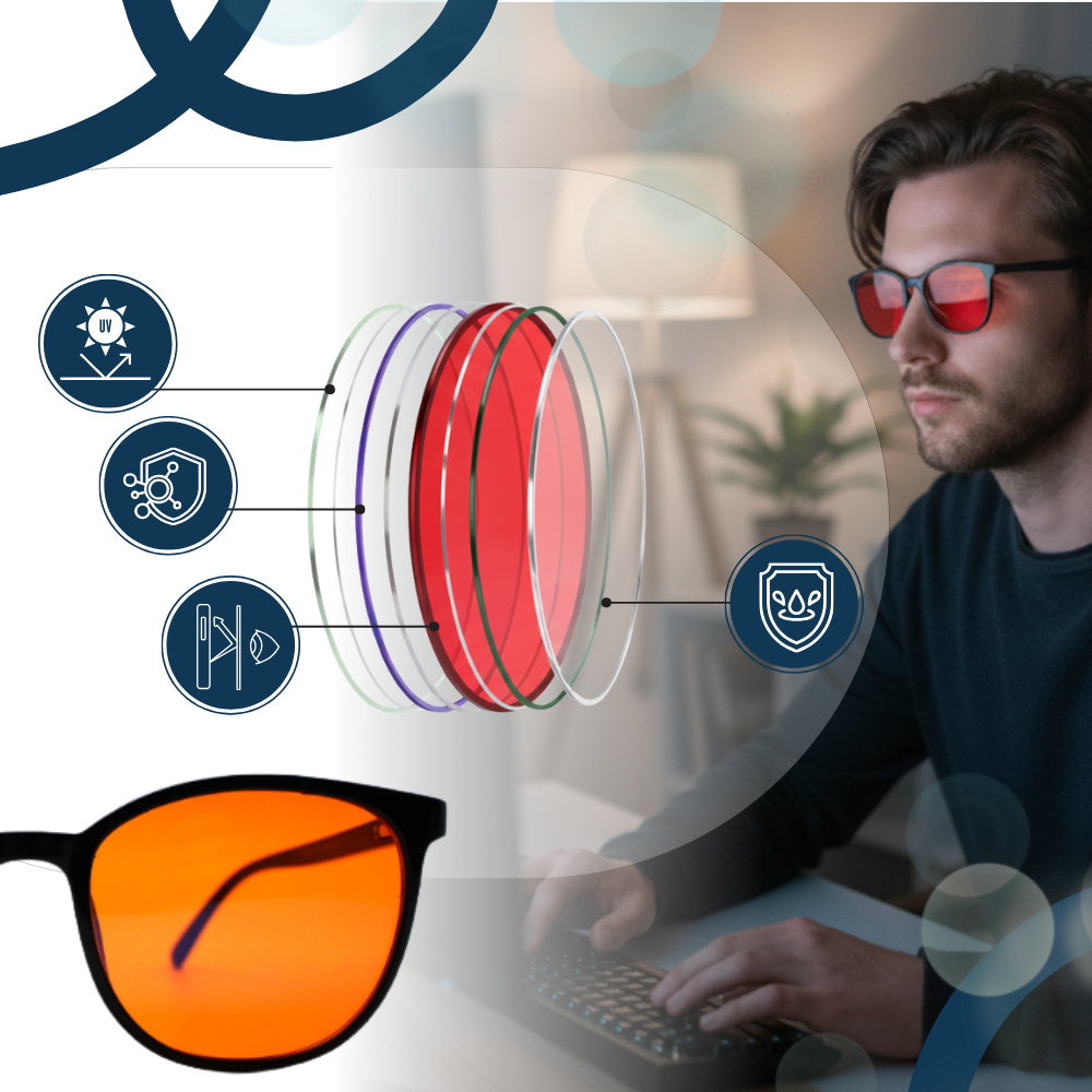 Blue Light Filter Red Glasses - Ozerty