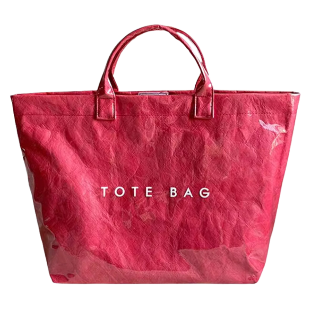 Classic Large Waterproof Tote Bag -Rose Red - Ozerty