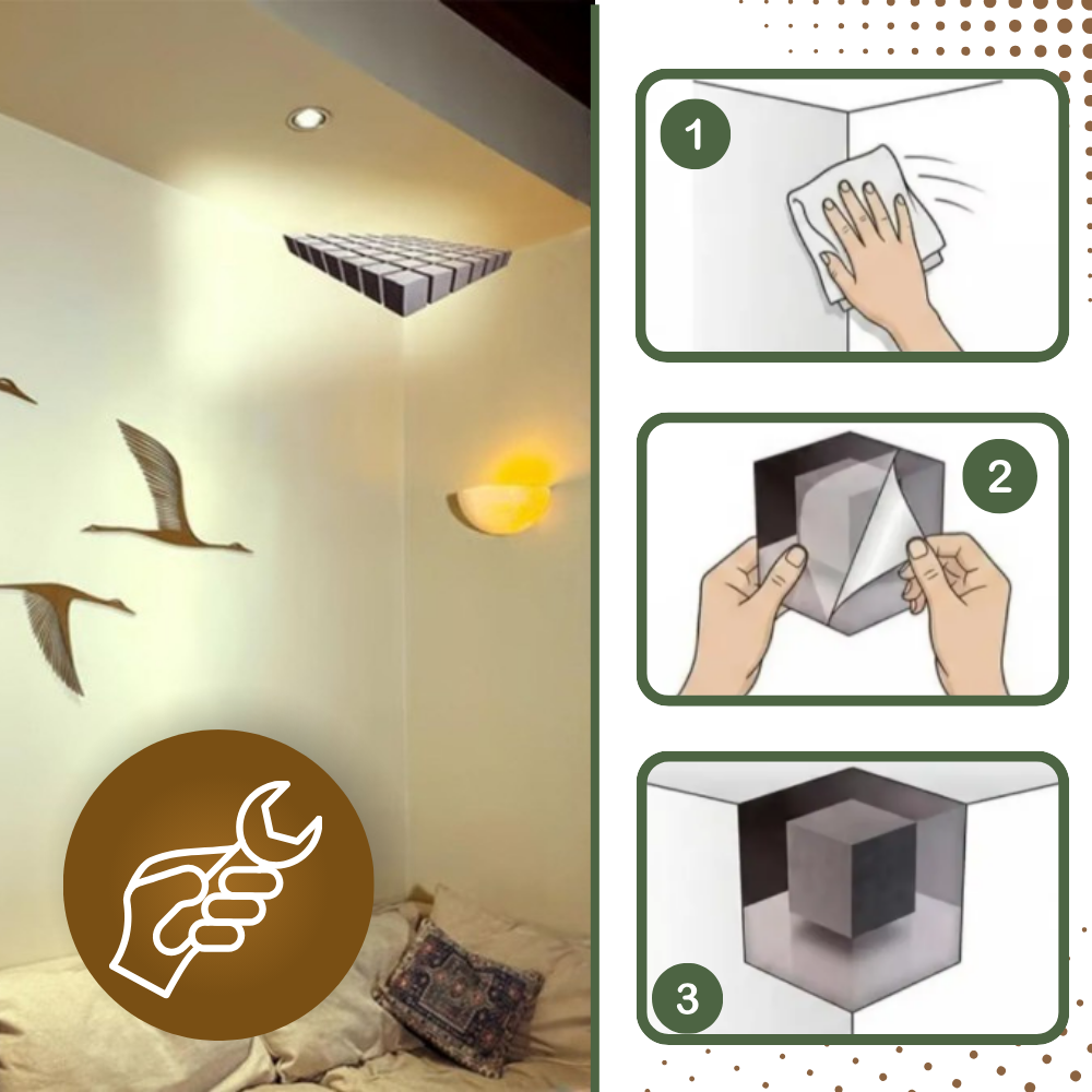 Easy Stick 3D Illusion Wall Decal - Ozerty