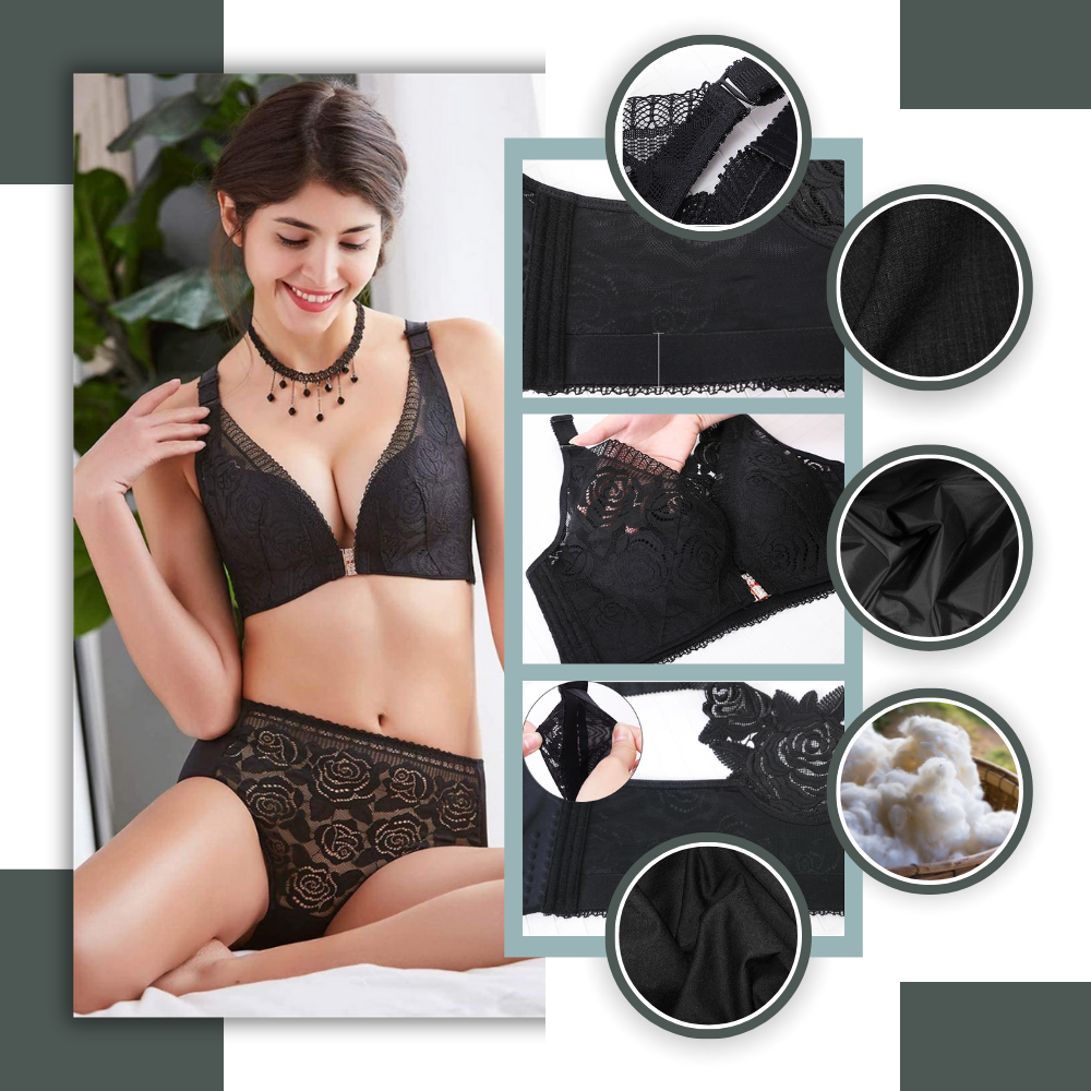 Elegant Rose Push-up Lace Bra - Ozerty