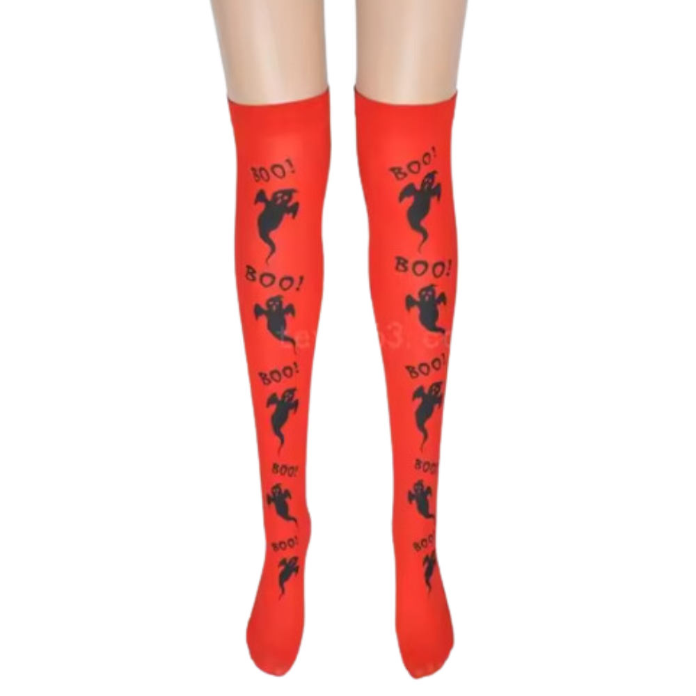 Festive Designs Halloween Compression Socks -Ghostly Red - Ozerty