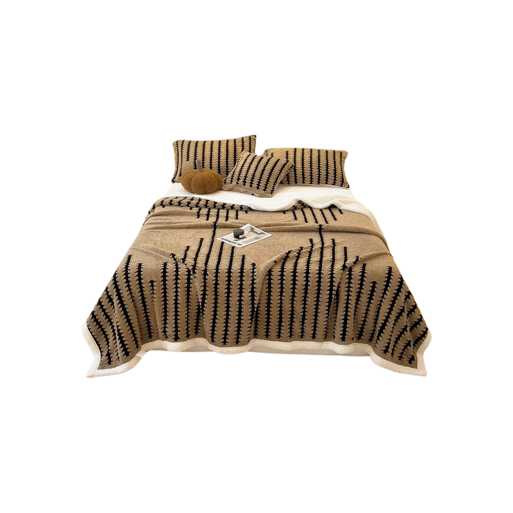 Fluffy Jacquard Winter Blanket -Coffee - Ozerty