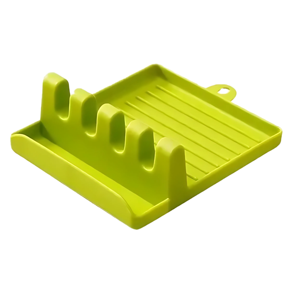 Four-Slot Non Slip Spatula Rack -Green - Ozerty