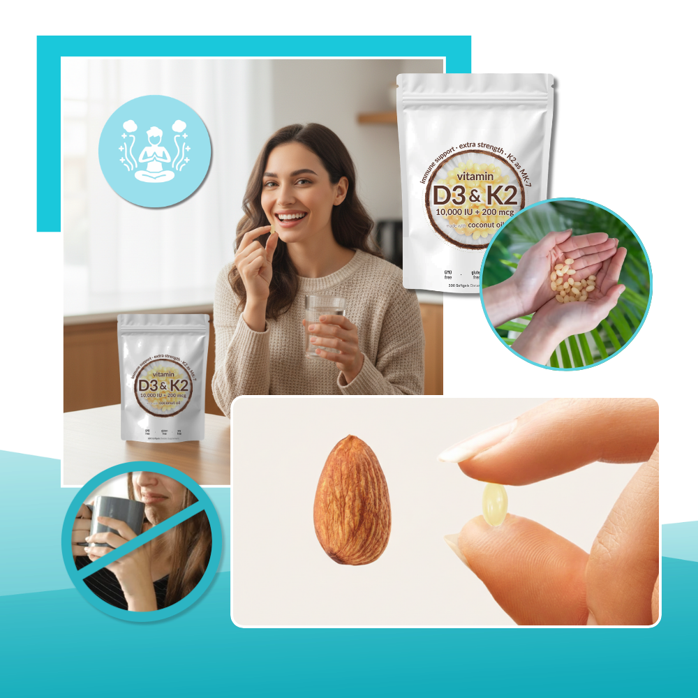 High-Potency D3 & K2 Softgels  - Ozerty