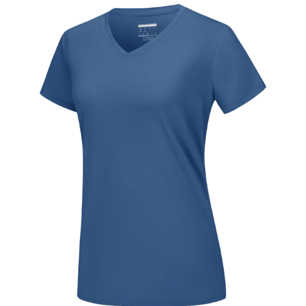 Instant Cooling V-neck Shirts Women -Blue Gray - Ozerty