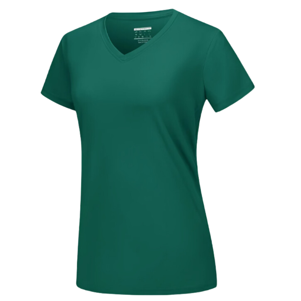 Instant Cooling V-neck Shirts Women -Emerald Green - Ozerty