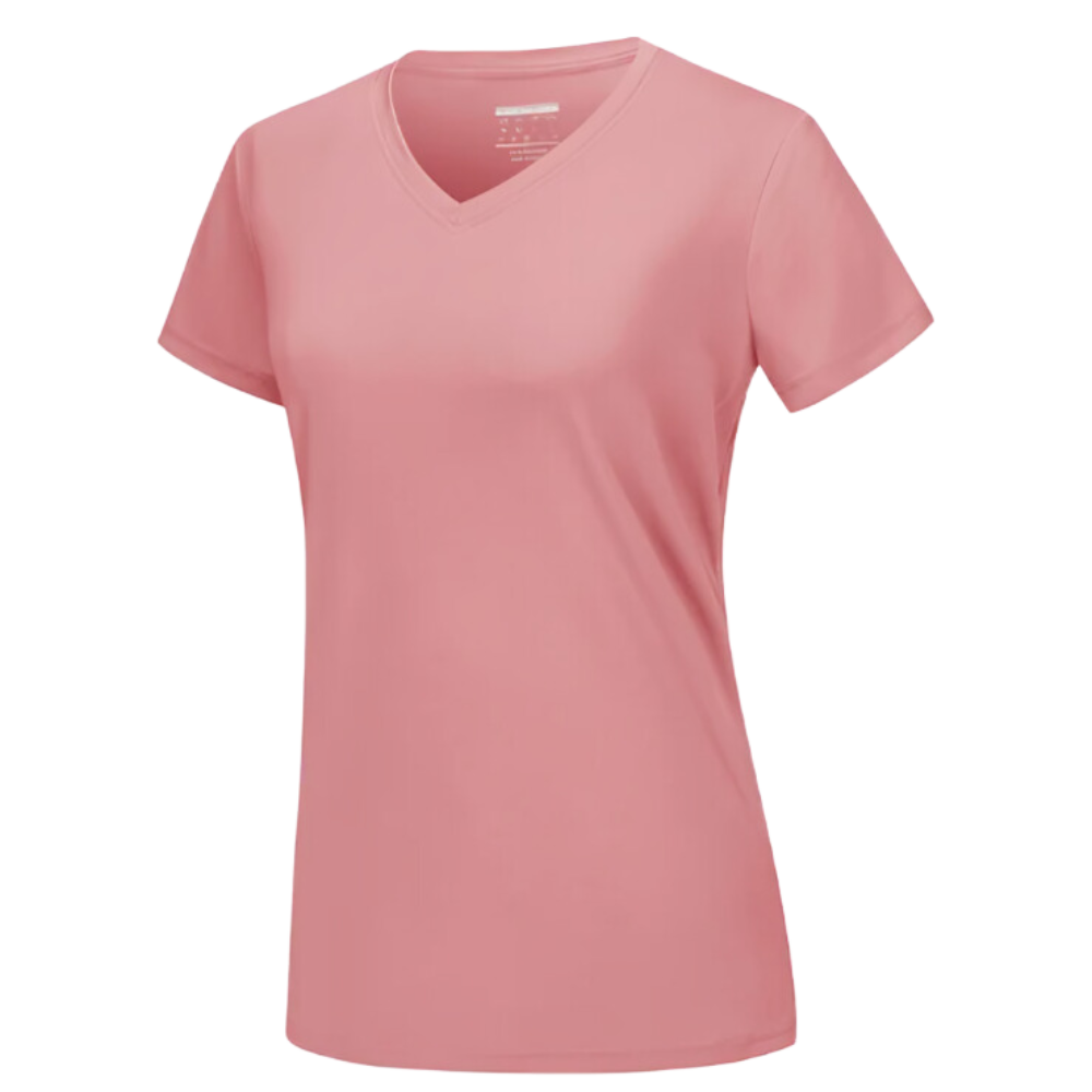 Instant Cooling V-neck Shirts Women -Gray Pink - Ozerty