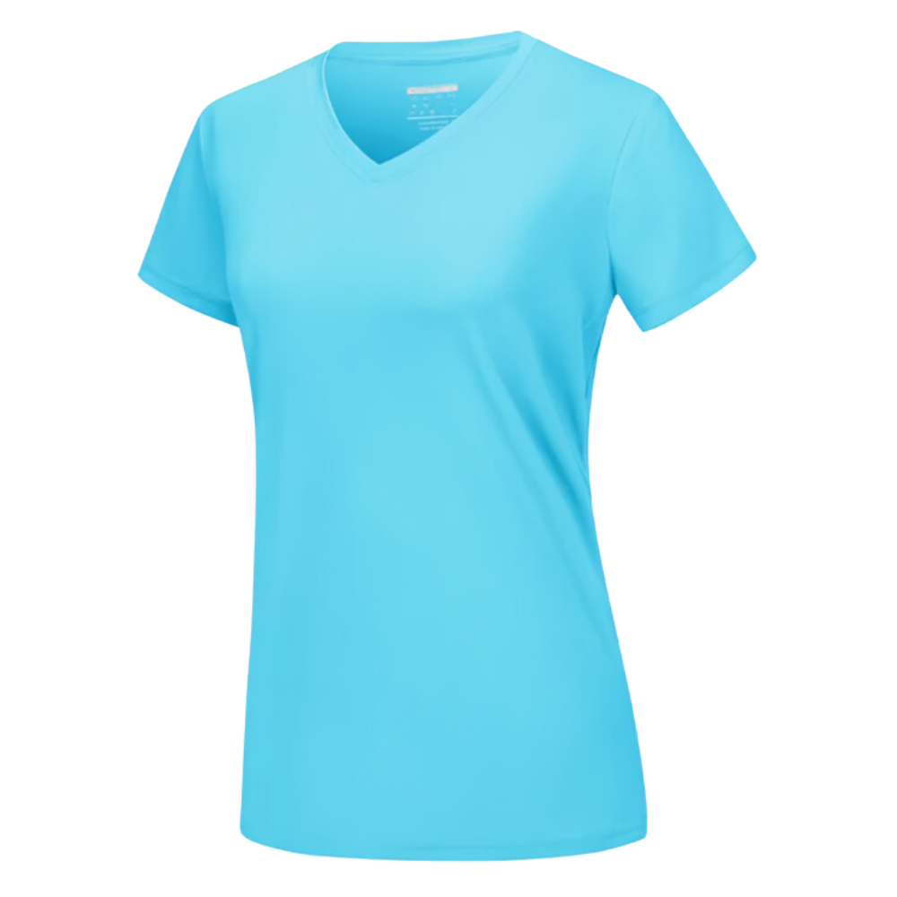 Instant Cooling V-neck Shirts Women -Ice Blue - Ozerty