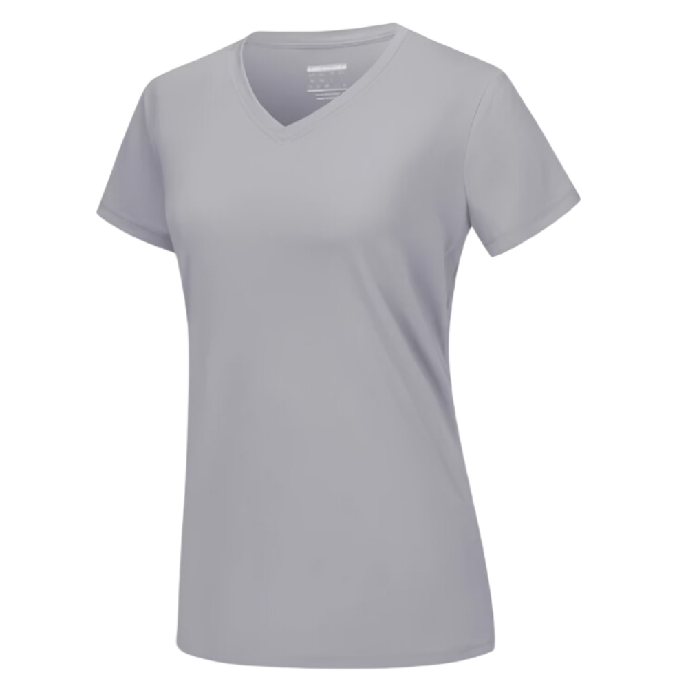 Instant Cooling V-neck Shirts Women -Light Gray - Ozerty