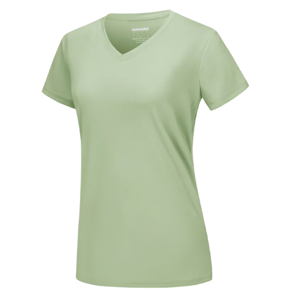 Instant Cooling V-neck Shirts Women -Light Green - Ozerty