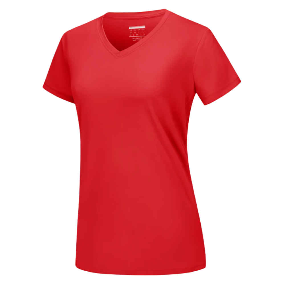 Instant Cooling V-neck Shirts Women -Tomato Red - Ozerty