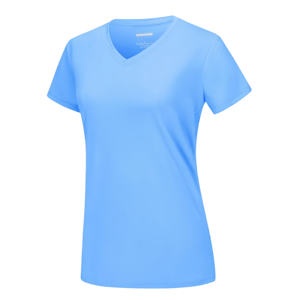 Instant Cooling V-neck Shirts Women -Warm Blue - Ozerty