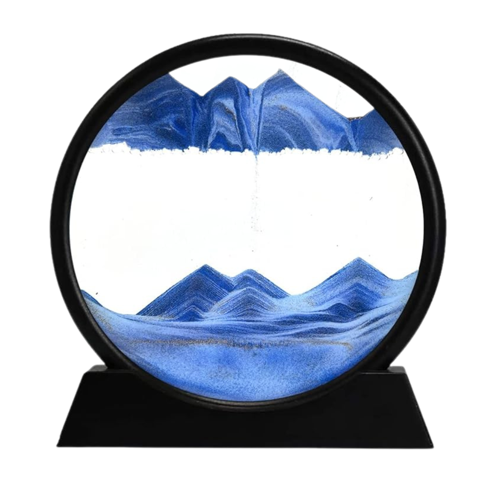 Mesmerizing Motion Sand Art Pictures -Blue with Black frame - Ozerty