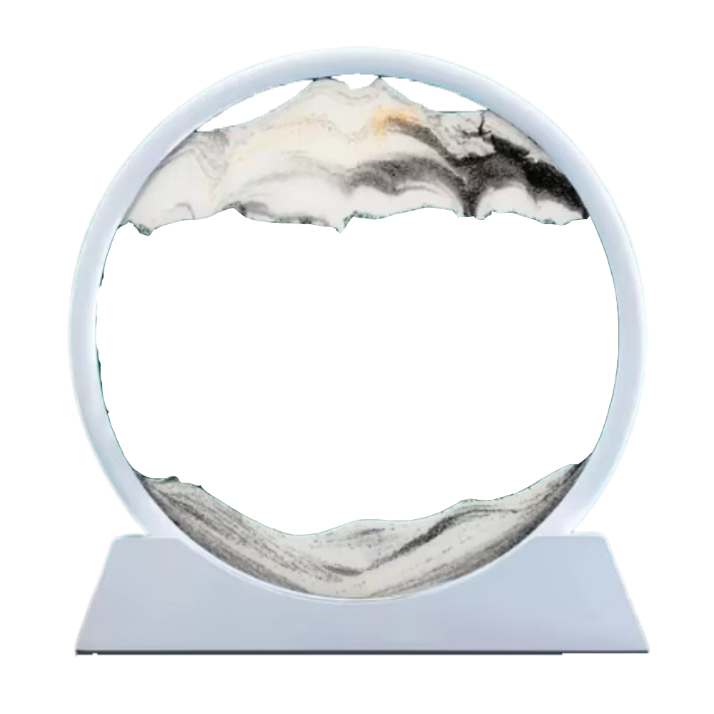 Mesmerizing Motion Sand Art Pictures -White with White  frame - Ozerty