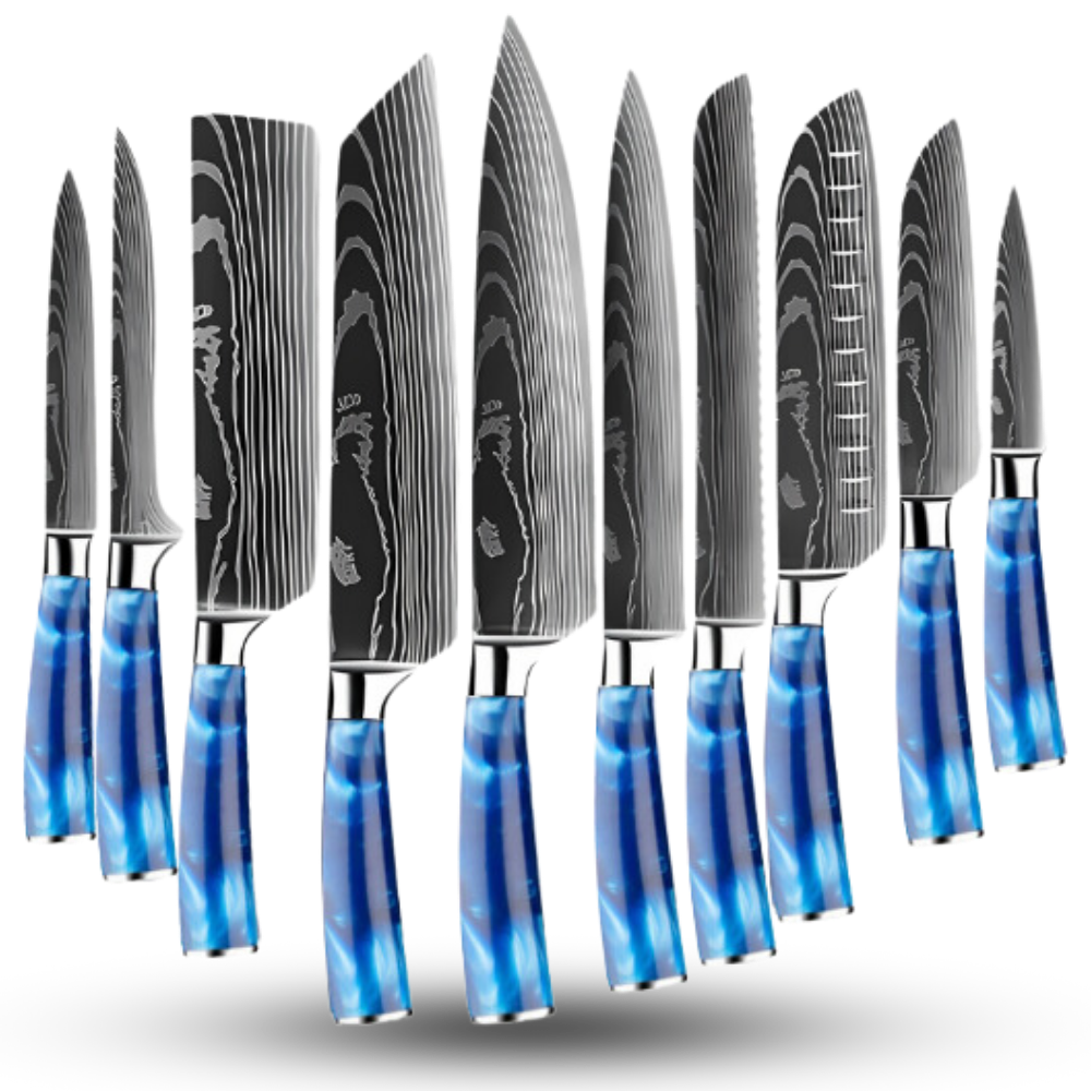 Ocean Blue Japanese Knives  -Japanese Chef's 10 knives set - Ozerty