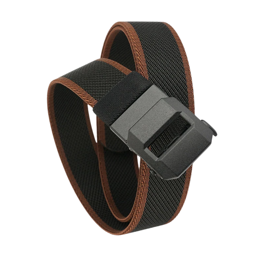 Ratchet Buckle Nylon Belt -Black and Brown - Ozerty