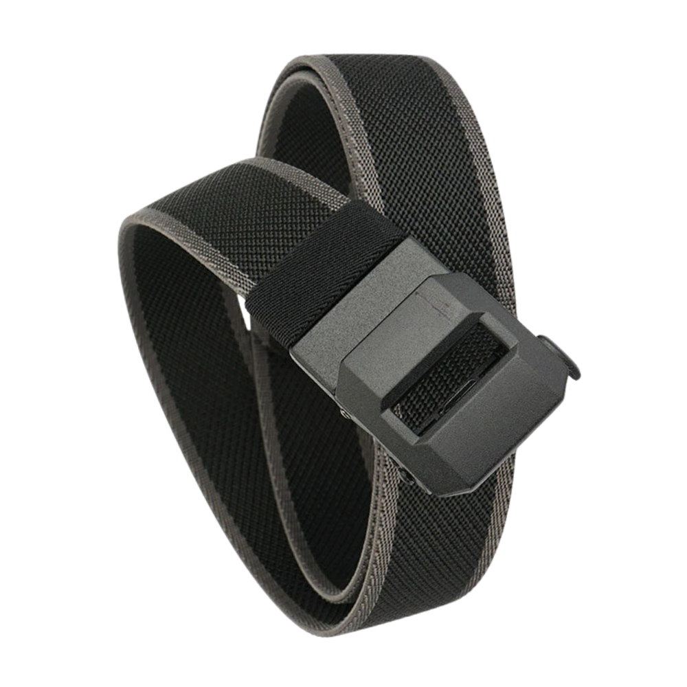 Ratchet Buckle Nylon Belt -Black and Gray - Ozerty