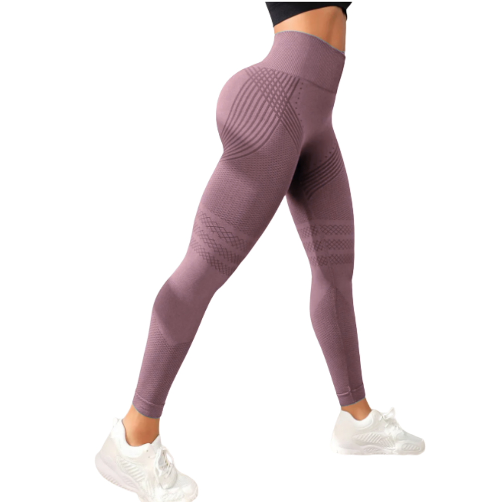 Stretchy Seamless Compression 3D Leggings -Pink - Ozerty