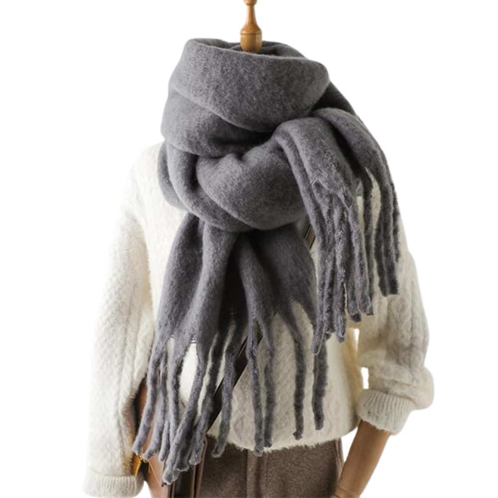 Women's Cozy Elegance Scarf -Dark Grey - Ozerty