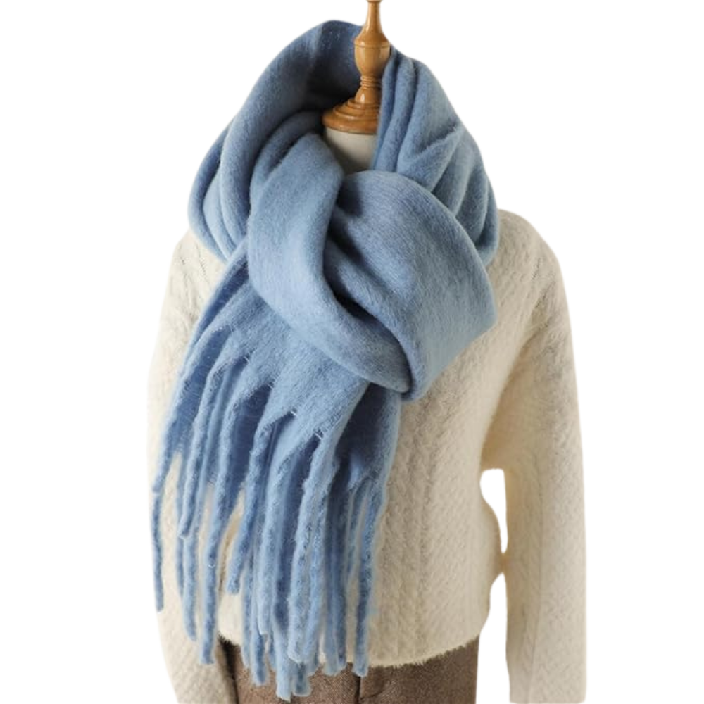 Women's Cozy Elegance Scarf -Light Blue - Ozerty