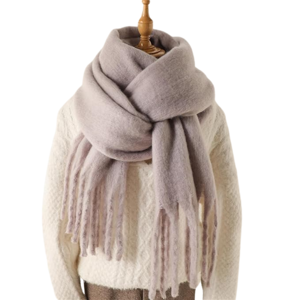 Women's Cozy Elegance Scarf -Light Gray - Ozerty