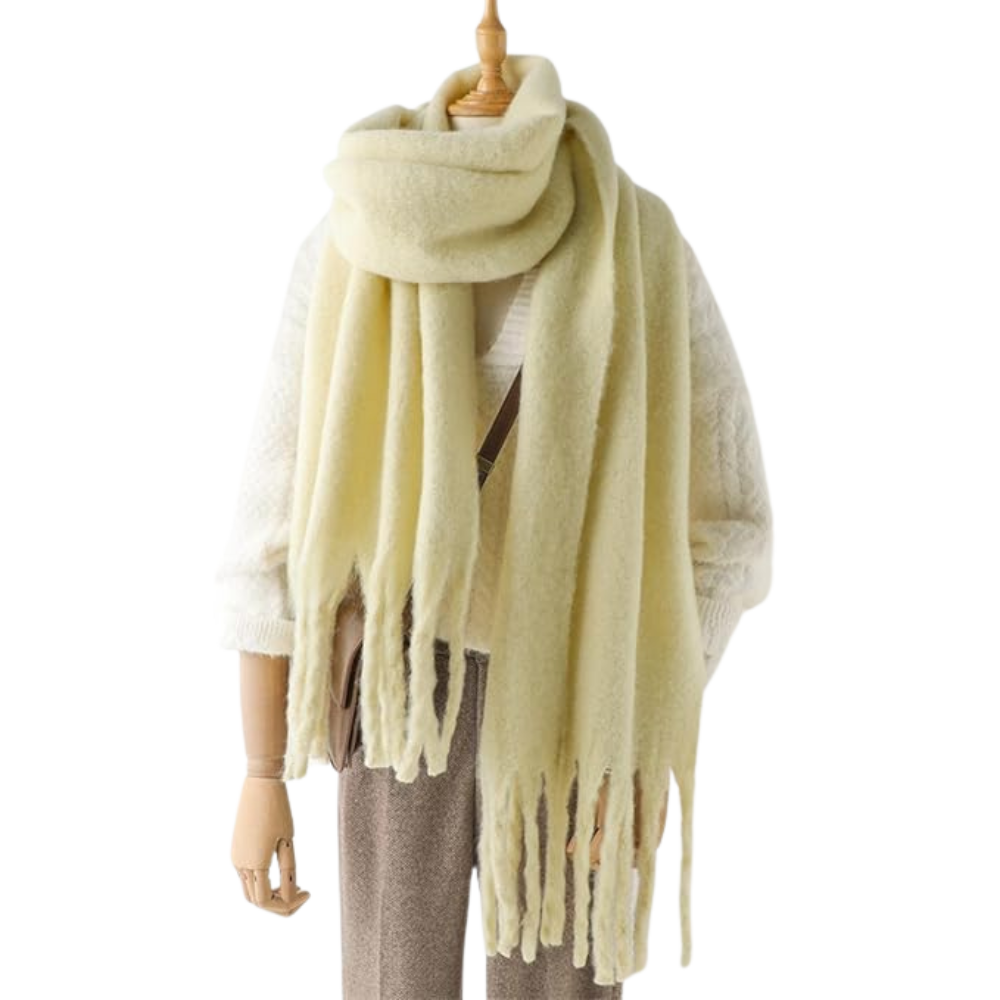 Women's Cozy Elegance Scarf -Light Yellow - Ozerty