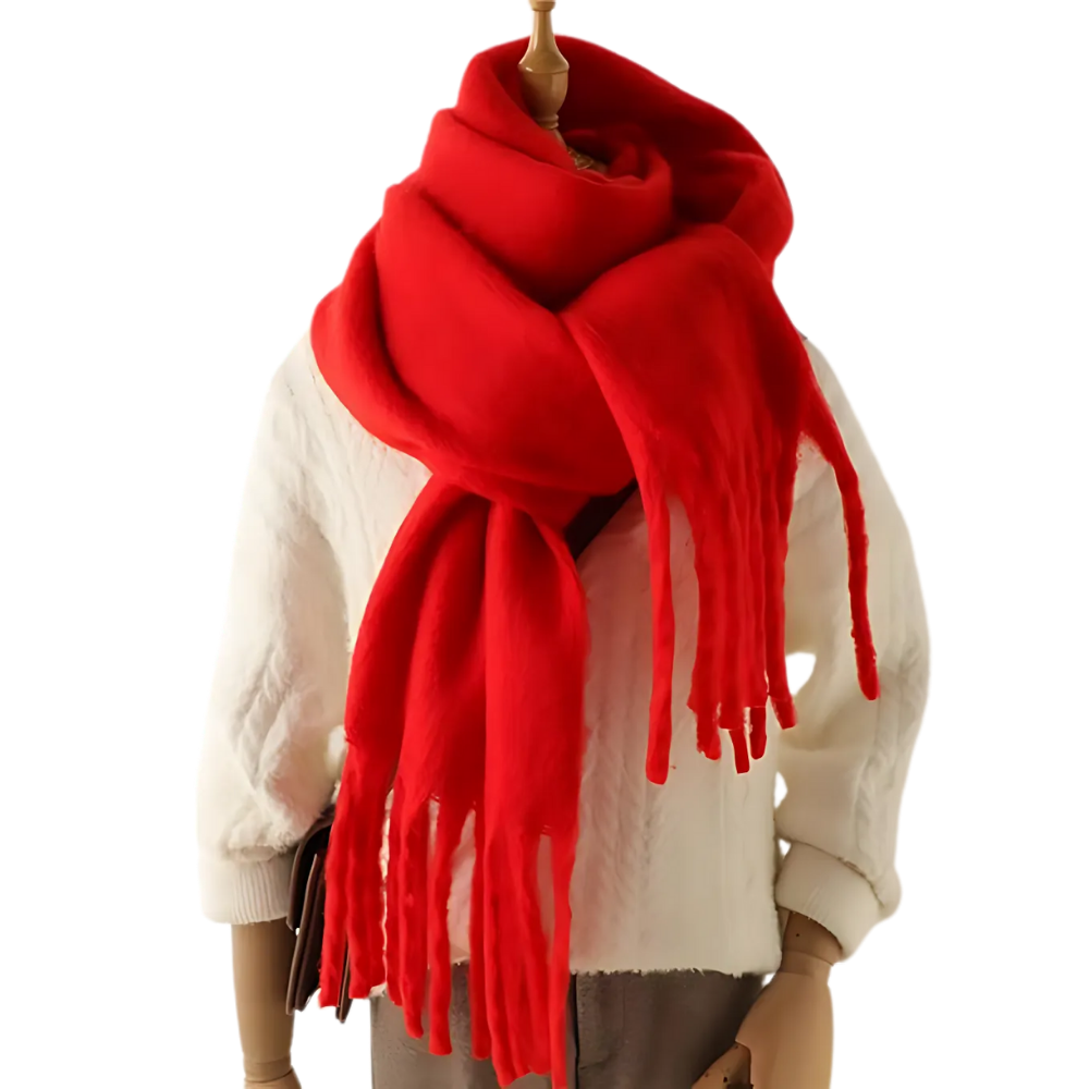 Women's Cozy Elegance Scarf -Red - Ozerty