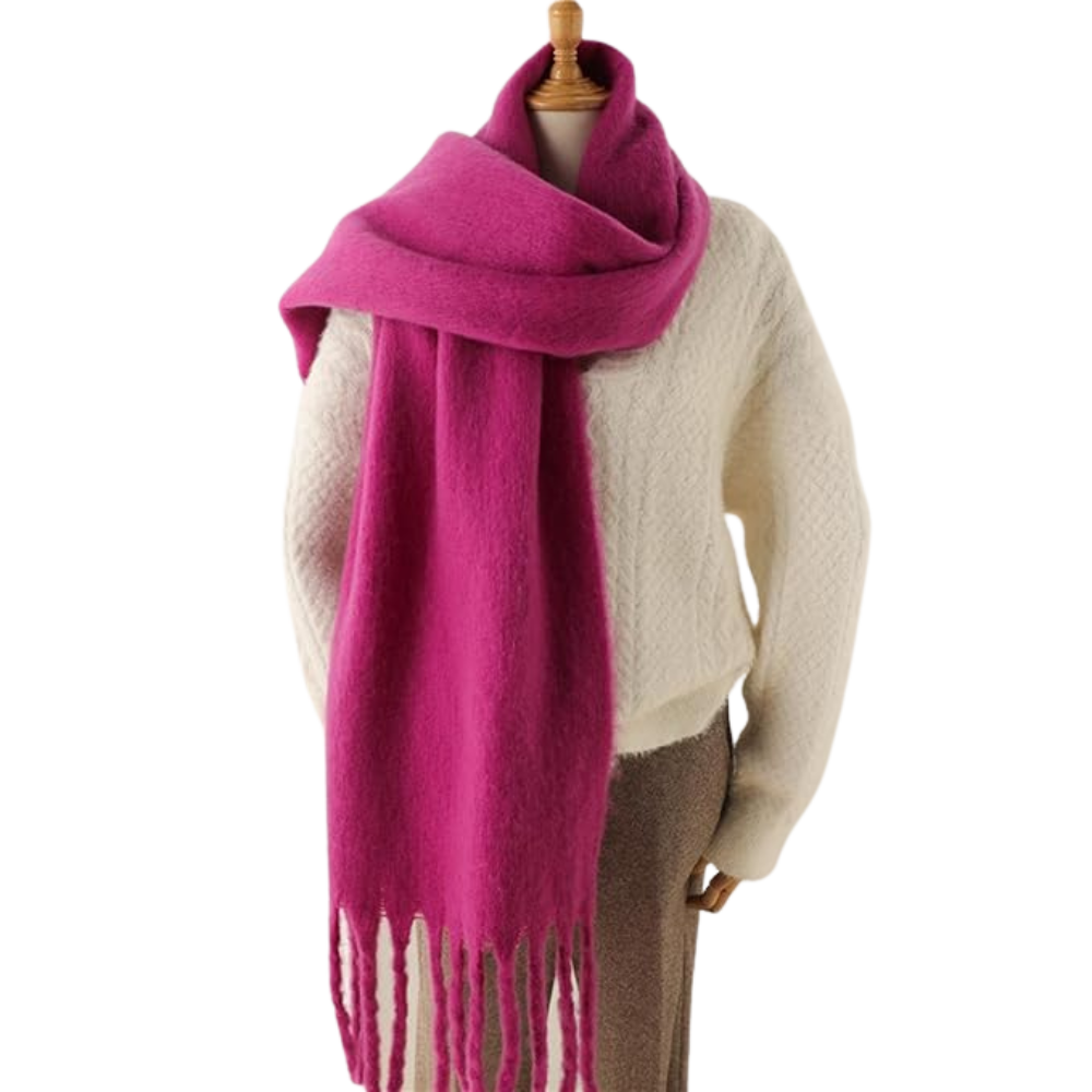 Women's Cozy Elegance Scarf -Rose Red - Ozerty