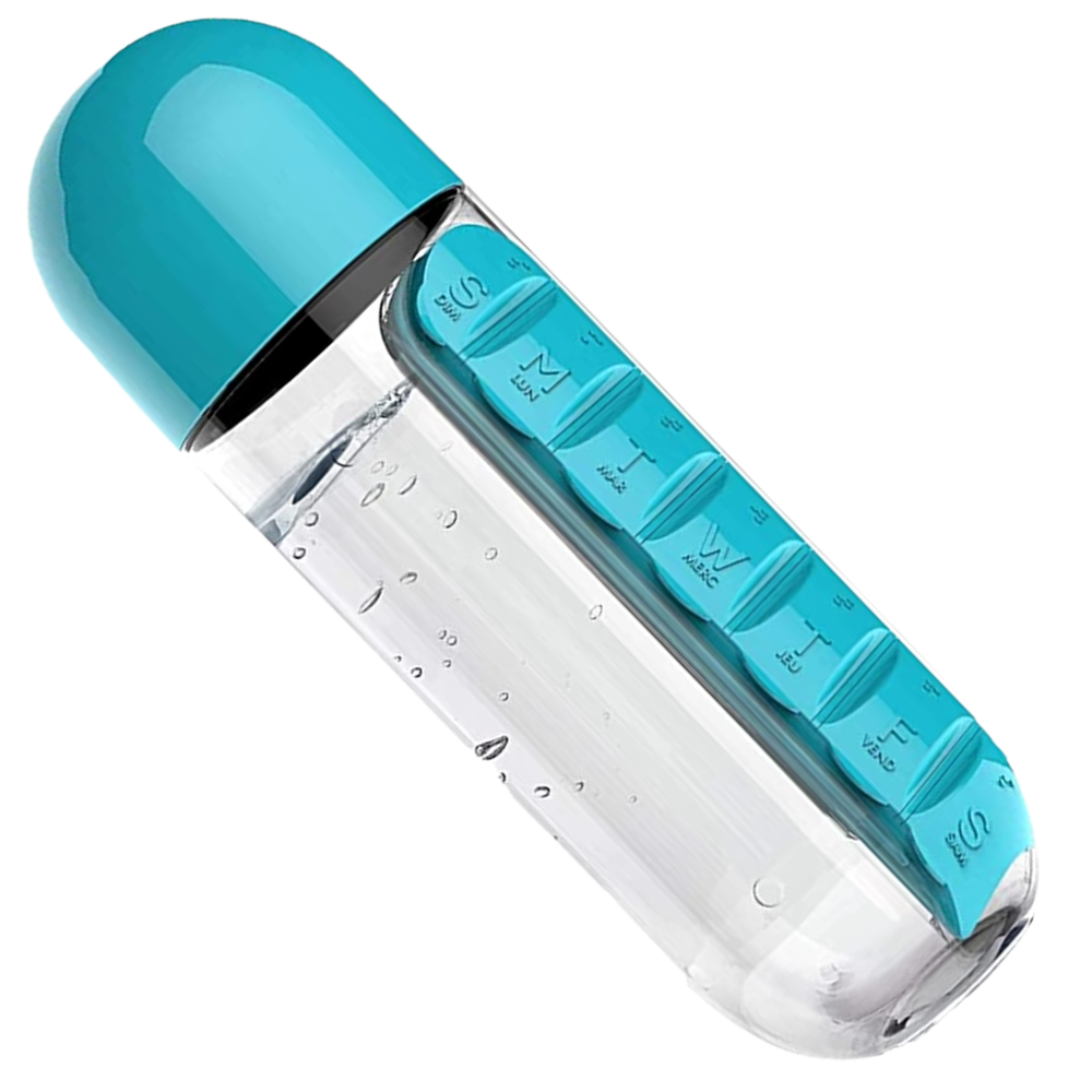 Plastic Water Bottle with Pill Box