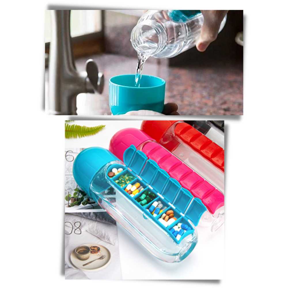 Plastic Water Bottle with Pill Box