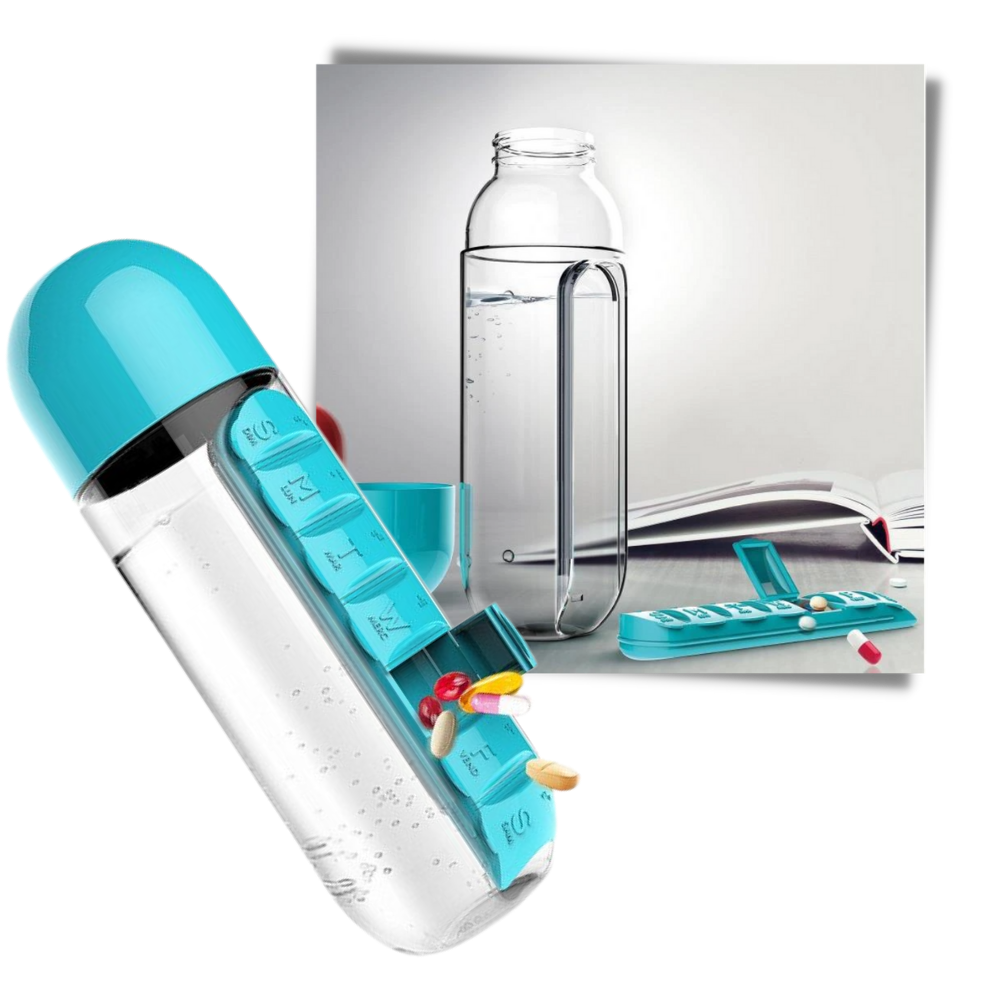 Plastic Water Bottle with Pill Box