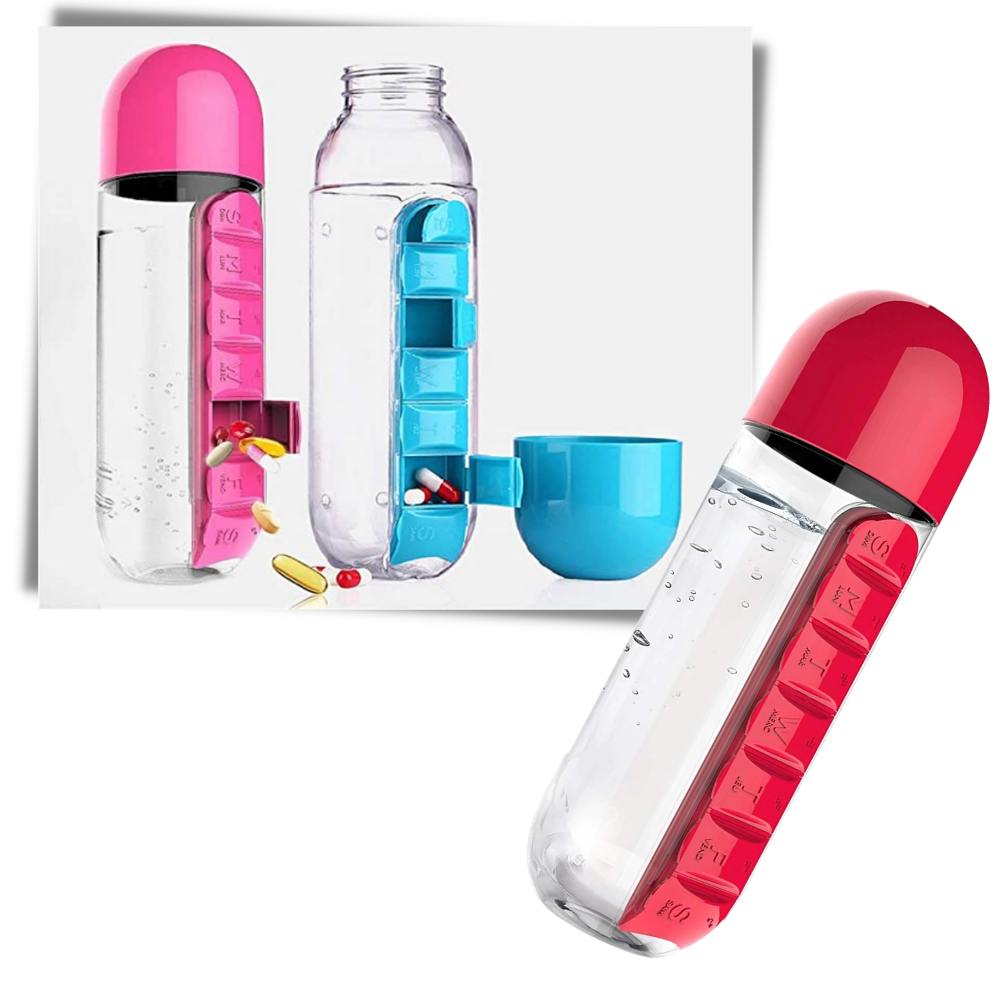 Plastic Water Bottle with Pill Box