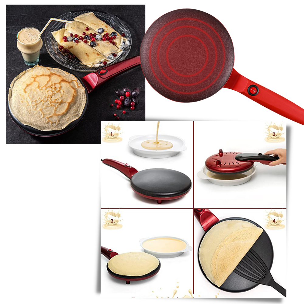Instant Crepe Maker, Portable Electric Crepe Maker, 7in Crepe Maker with  Long Handle, Red Non-stick Electric Crepe Pan, Including Egg Beater &  Batter