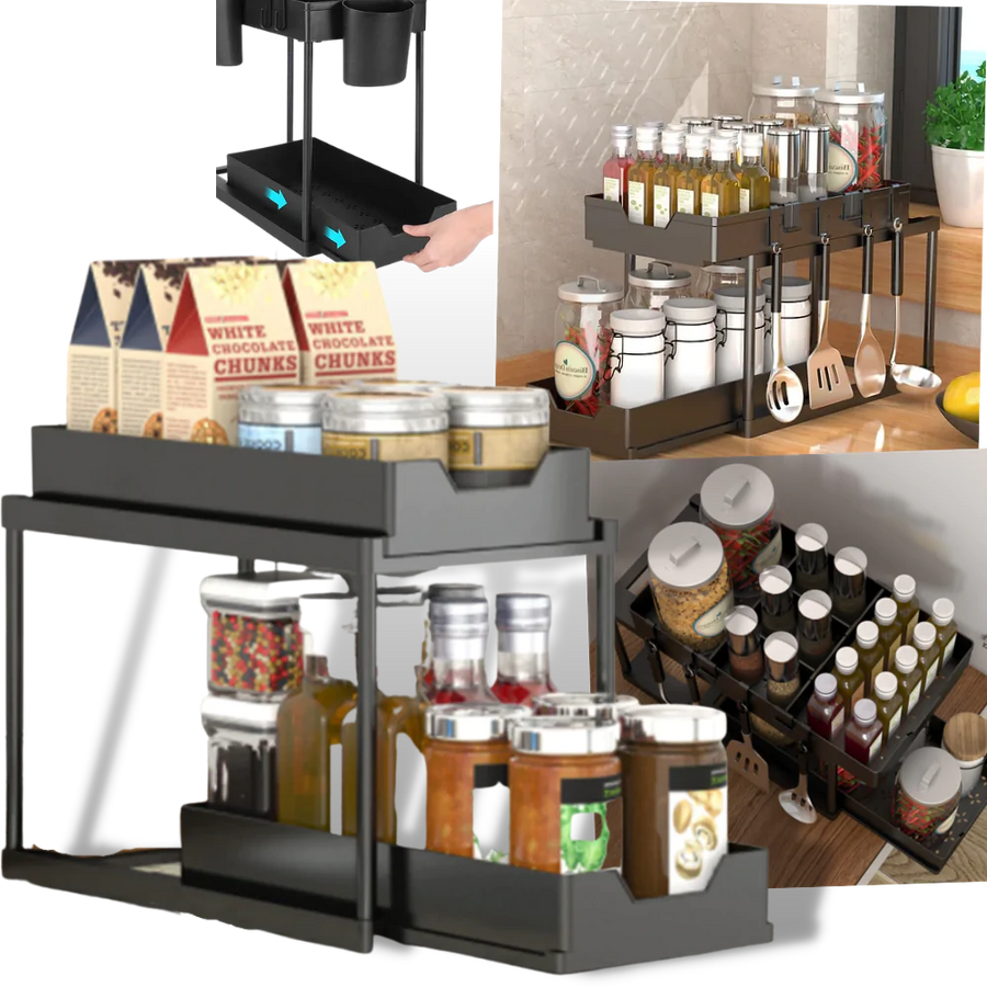 Double-Drawer Kitchen Spice Rack -