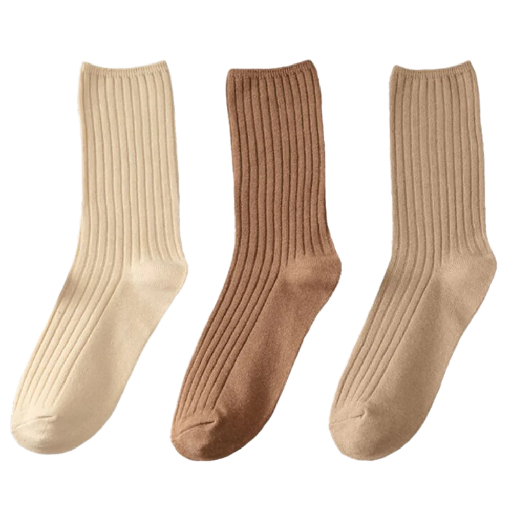 3 Pairs Ribbed Cotton Socks for Women
