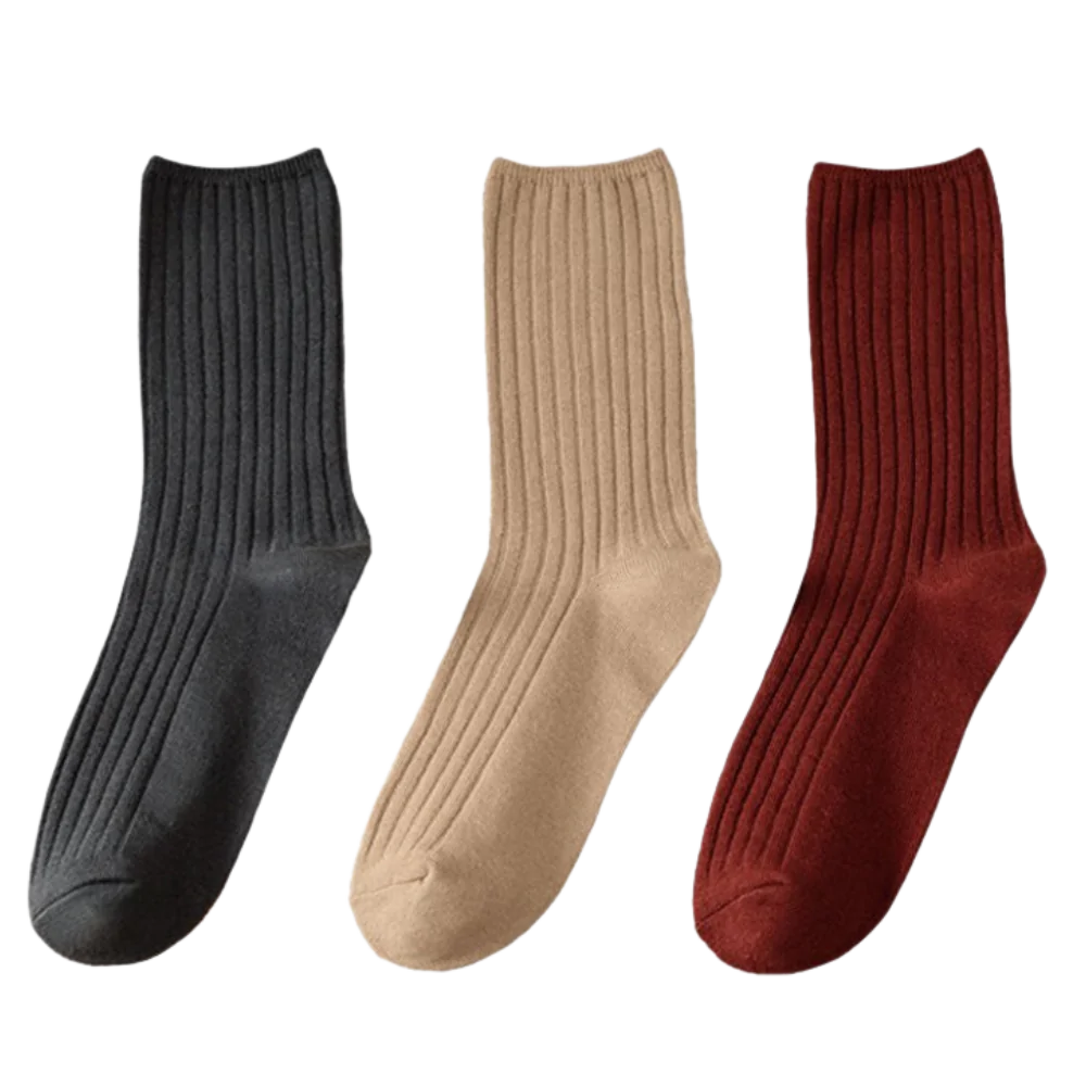 3 Pairs Ribbed Cotton Socks for Women