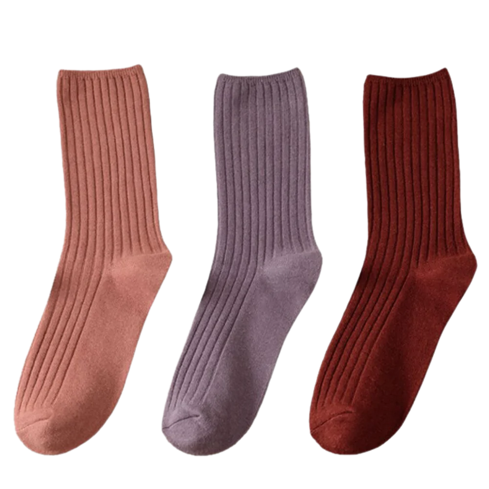 3 Pairs Ribbed Cotton Socks for Women